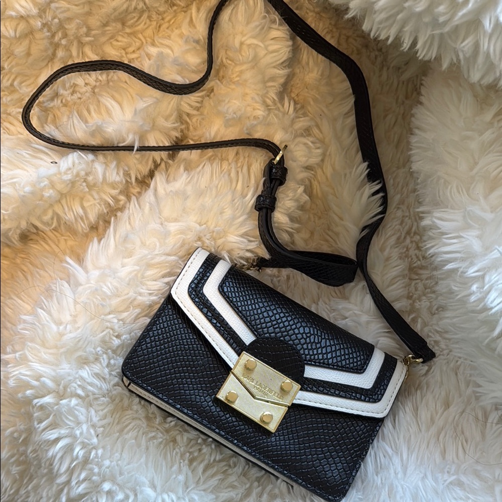 Karl Lagerfeld Black and White Chevron Mini Bag